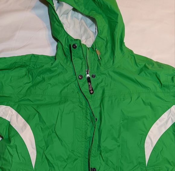 Columbia rain jacket size large green and white like new - Picture 1 of 5